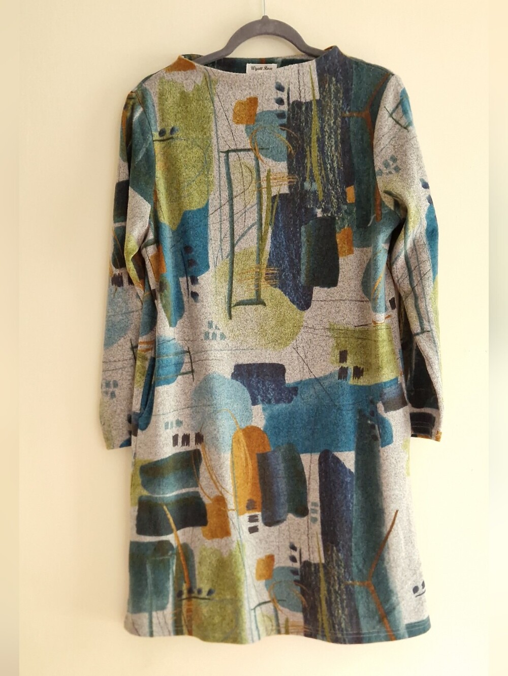 Abstract Knit Long Sleeve Dress